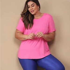 JM Collection Vibrant Pink Short Sleeve Top
